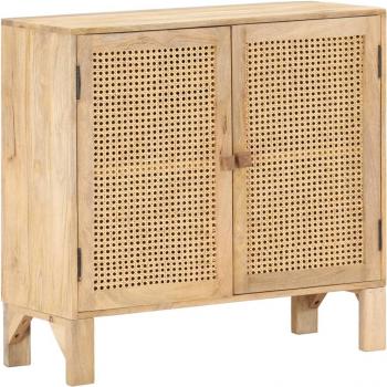 Stilvolles Sideboard aus Mango Massivholz und Naturgeflecht
