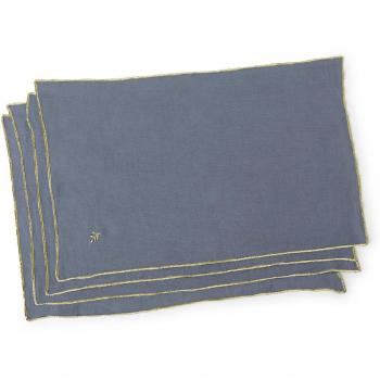 Ensemble de sets de table lin lavé bleu orage (x4)