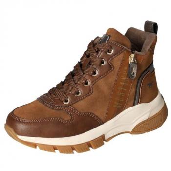 Mustang Schuhe Schnürboots High Top Sneaker Stiefelette mit Reißverschluss cognac Damen Gr. 41