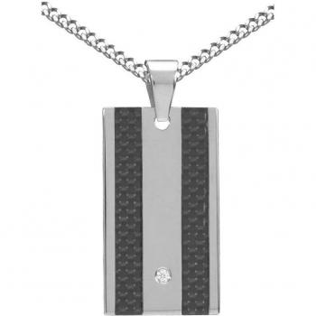 Schmuck Geschenk Halskette mit Carbon und Dog Tag
