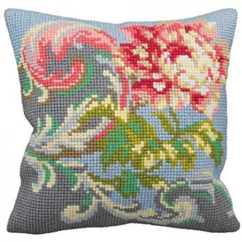 Antique Rose Cross Stitch Cushion by Collection D'Art