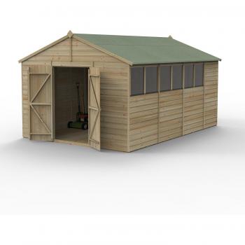 Forest Garden Beckwood Apex Shiplap Pressure Treated Double Door Shed