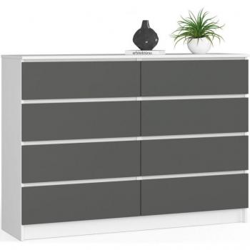 Akord K140 Cassettiera 138x40x99 – 8 cassetti – bianco/grigio grafite