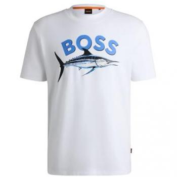 Boss Orange Herren T-Shirt in Weiß – Baumwollmaterial – S