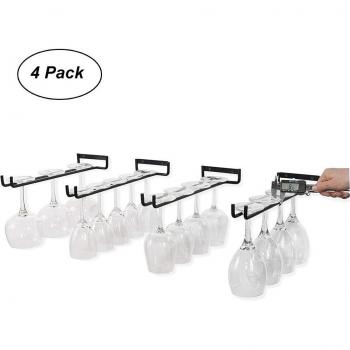 Portable Red Wine Glass Organizer, 4‑Piece Wall‑Mount System