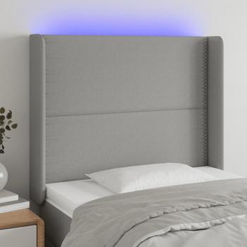 VidaXL Cabecero con LED de tela gris claro 103x16x118/128 cm