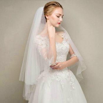 Classic Double Layer White Bridal Veil