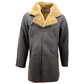 Infinity Leather XL Men’s Warm Shearling Sheepskin Coat, Brown Color