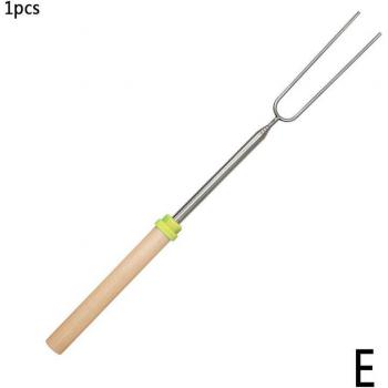 Herramienta de parrilla con horquilla de acero y pinchos de madera, mango ajustable, 1 pieza