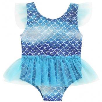 Maillot de bain tulle azur « Couronne Marine » – Maille épissure légère