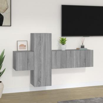 Día y Noche Set de muebles para TV 3 pzas madera contrachapada gris Sonoma
