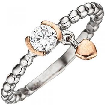 Sterling-Silber-Damenring JOBO mit 1 Zirkonia-Kugeldesign – Größe 52