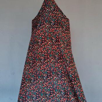 16M Pure Silk Fabric for Shirt Dress with Red Flower Design
