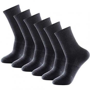 Pauboland Men’s 6‑Pack Dark Gray Quick‑Dry Stink‑Free Quarter Crew Socks