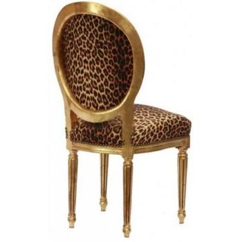 Barocker Leopardstuhl Casa Padrino in Gold rund