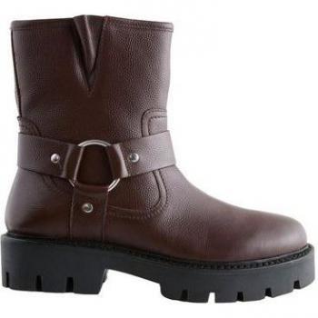 Bottes Biker à Boucle en Cuir Rouge Bordeaux EU 40