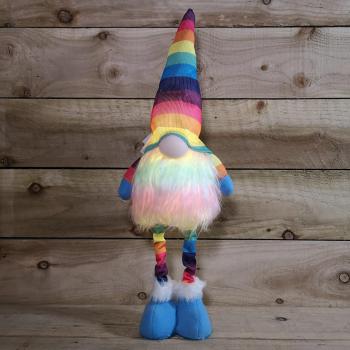 Standing Christmas Rainbow Gonk, Battery Operated Lit, 60cm (Samuel Alexander)