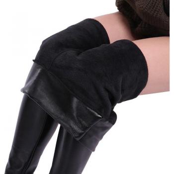 Thick Velvet Black Leggings for Plus Size Women