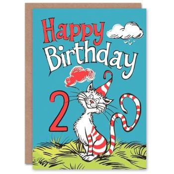 Artery8 “Kitty Striped Surprise” 2nd Birthday Card for Kids – Red