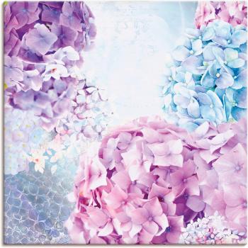 Leinwandbild »Blau und Pink Hortensie«, Blumen, (1 St.), als Wandaufkleber