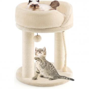 Tiragraffi Beige con Cuccia in Peluche