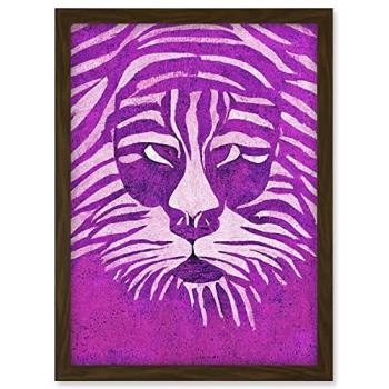 Artery8 “Tiger’s Gaze” – A4 Framed Abstract Painting with Brown Border