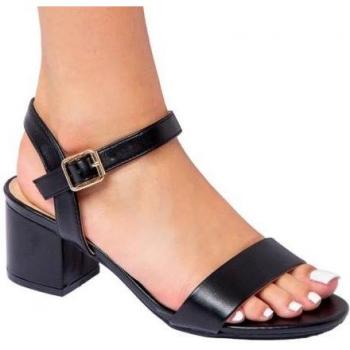 Sandalias Zephyr Bloque Medio, Puntera Abierta, PU Negro 7 UK