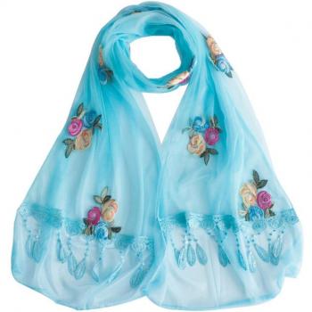 Embroidered Flower Stretch Wrap