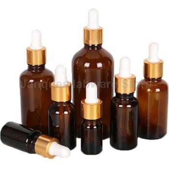 10pcs 5ml-100ml Brown Glass Dropper Bottles with Gold Caps for Reagents