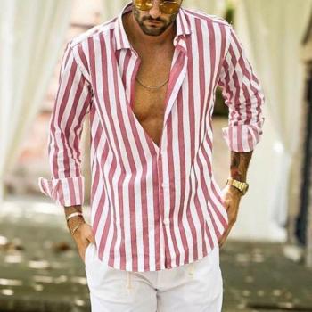 Camisa de manga larga para hombre rayas Z4