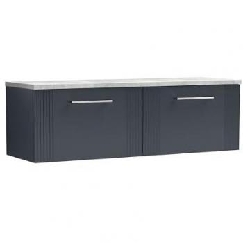 1200 mm Retro 2-Drawer Wall‑Mounted Vanity – Bellato Grey Top, Satin Soft Black Finish