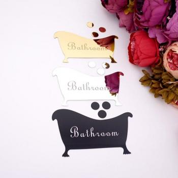Acrylic Mirror Surface Wall Sign for Bathroom 164x95mm