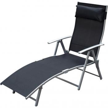 Outsunny Sonnenliege mit Kissen, Metall und Stoff, Schwarz