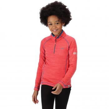 T-shirt technique manches longues junior Regatta Berley en mélange de laines mérino, séchage rapide, ouverture 1/2 zip, mixte enfant, Fiery Coral, FR : S
