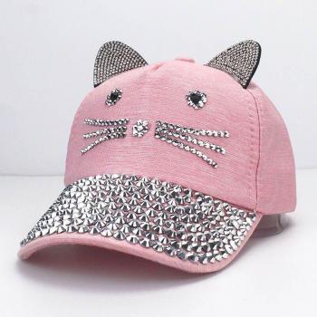 Diamant Katzenohr Cap für Mädchen, Sommerhut, verstellbar