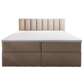 Ensemble Lit Boxspring Beige Velours 160x200 avec Matelas à Ressorts Intégrés et Rangement