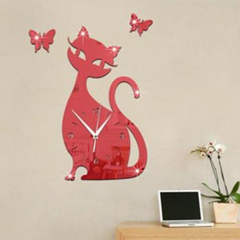 Wohnzimmer Wanduhr mit Quarzantrieb und Katze
