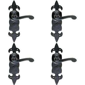 Vintage Black Forged Scroll Handles – 4‑Pack, 206 × 57 mm