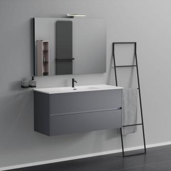 Bálsamo Inda 2T – Estantería de Baño 120 cm con Lavamanos, Espejo y Lámpara, Titanio Mate