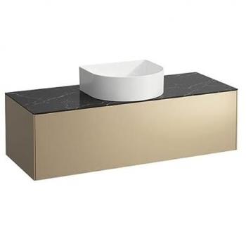 LAUFEN Sonar tiroirs, buffet, découpe centrale, or/Nero Marquina, 117,5x34x45,5cm