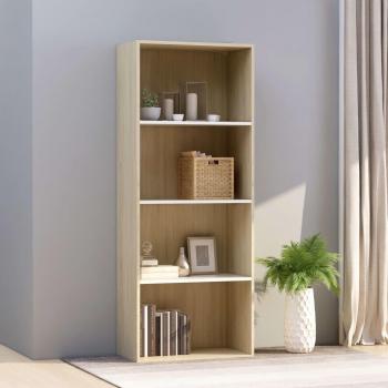 Libreria a 4 Ripiani Bianco e Rovere 60x30x151,5 cm in Multistrato