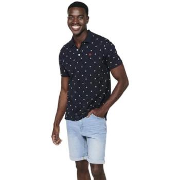 Polo de algodón con estampado navy para hombre