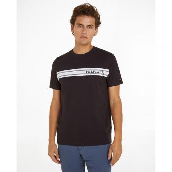 Männliches Tommy Hilfiger T-Shirt: Monotype Streifen in Schwarz