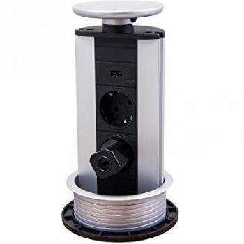 Schulte EVOline Port Edelstahl mit 2 VDE Steckdosen und USB