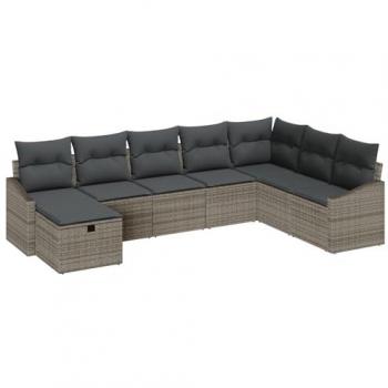 VidaXL Ensemble de chaises longues et fauteuils de jardin 8 pcs, coussin gris poly‑rattainé