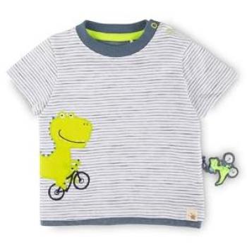 Sigikid Kinder‑Tee Shirt „Dino auf dem Rad“, weiß meliert