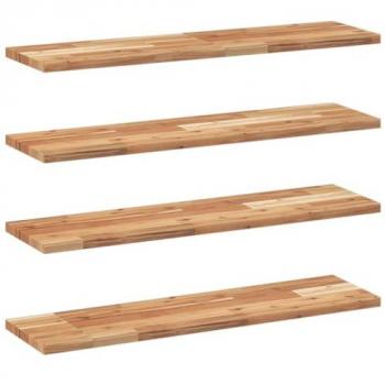 Floating Acacia Wood Shelves, Oil‑Coated, 4 Pack (100×20×2 cm)