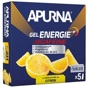 Apurna confezione da 5 gel energetici al limone e caffeina
