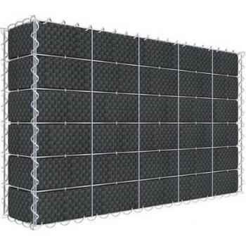Gabion en acier avec voile et brise-vue 100 cm