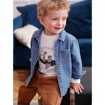 Chemise en jean pour bébé avec pression VERTBAUDET stone